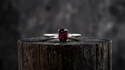 Tahara 1.00 cts. Natural Pigeons Blood Vivid Red Ruby Ring (with 18K White Gold and Natural White Diamonds) Size US 8  - R22