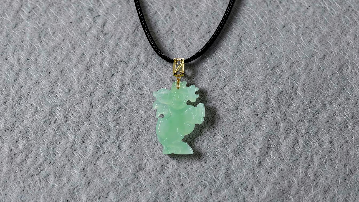 Ama Prancing Horse Burmese A-Jadeite Charm Pendant (with 18K Yellow Gold)- Certified