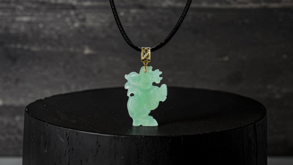 Ama Prancing Horse Burmese A-Jadeite Charm Pendant (with 18K Yellow Gold)- Certified