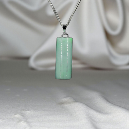 Hokkaido (MADE IN JAPAN) Tube Burmese A-Jadeite Charm Pendant (with 18K Solid White Gold) - Certified - V3