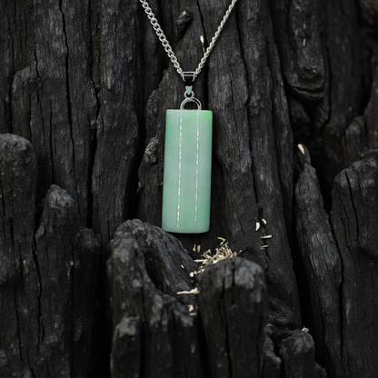 Hokkaido (MADE IN JAPAN) Tube Burmese A-Jadeite Charm Pendant (with 18K Solid White Gold) - Certified - V3
