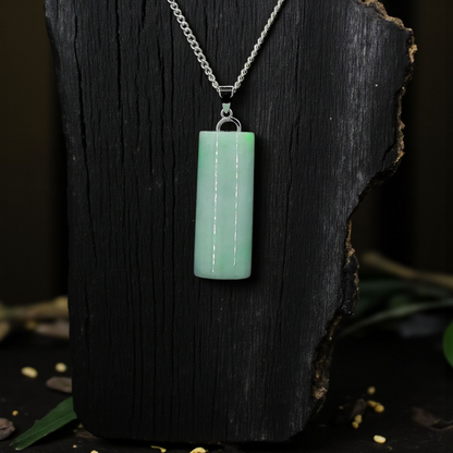 Hokkaido (MADE IN JAPAN) Tube Burmese A-Jadeite Charm Pendant (with 18K Solid White Gold) - Certified - V3