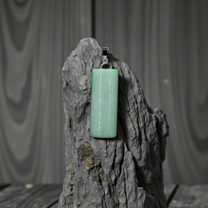 Hokkaido (MADE IN JAPAN) Tube Burmese A-Jadeite Charm Pendant (with 18K Solid White Gold) - Certified - V3