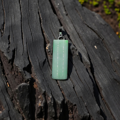 Hokkaido (MADE IN JAPAN) Tube Burmese A-Jadeite Charm Pendant (with 18K Solid White Gold) - Certified - V3