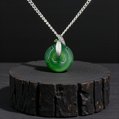Niseko Round Burmese A-Jadeite 15.00 mm Donut Charm Pendant (with 18K White Gold and White Diamonds) - Certified