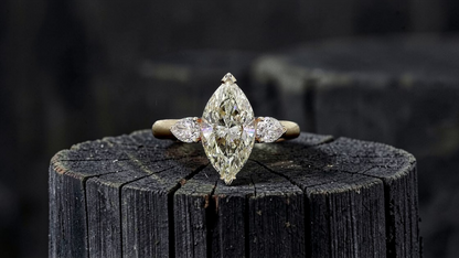 Kobayashi 2.53 cts. Natural Marquise Diamond Cocktail Ring, with Natural Pear Shaped White Diamonds, and 18K Yellow Gold - GIA Certified -R8