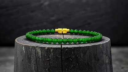 Certified Imperial Japanese Green Burmese A-Jade Beaded Bracelet (MADE IN JAPAN) (4 mm Each x 43 beads) 05042 (With Sterling Silver 925)
