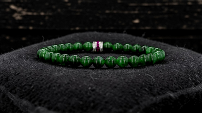 Certified Japanese Deep Apple Green Burmese A-Jade Beaded Bracelet (MADE IN JAPAN) (6 mm Each x 30 beads) 05043 (With Sterling Silver 925)
