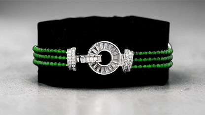 Certified Imperial Japanese Green Burmese A-Jade Triple Beaded Bracelet (MADE IN JAPAN) (2.50 mm Each x 180 beads) 05045 (With Silver 925)