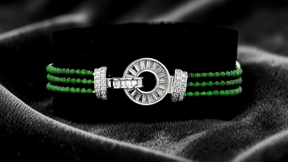 Certified Imperial Japanese Green Burmese A-Jade Triple Beaded Bracelet (MADE IN JAPAN) (2.50 mm Each x 180 beads) 05045 (With Silver 925)
