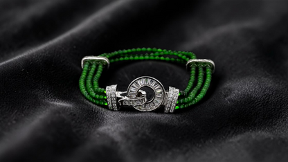 Certified Imperial Japanese Green Burmese A-Jade Triple Beaded Bracelet (MADE IN JAPAN) (2.50 mm Each x 180 beads) 05045 (With Silver 925)