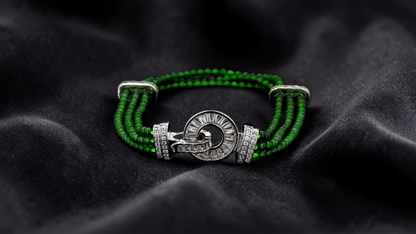 Certified Imperial Japanese Green Burmese A-Jade Triple Beaded Bracelet (MADE IN JAPAN) (2.50 mm Each x 180 beads) 05045 (With Silver 925)