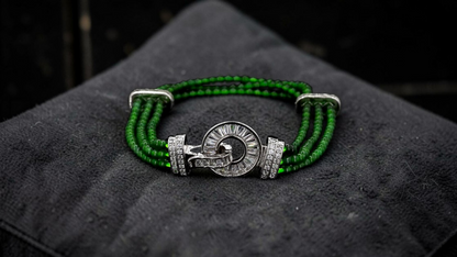 Certified Imperial Japanese Green Burmese A-Jade Triple Beaded Bracelet (MADE IN JAPAN) (2.50 mm Each x 180 beads) 05045 (With Silver 925)