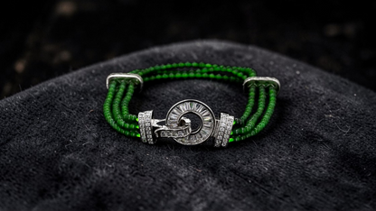 Certified Imperial Japanese Green Burmese A-Jade Triple Beaded Bracelet (MADE IN JAPAN) (2.50 mm Each x 180 beads) 05045 (With Silver 925)