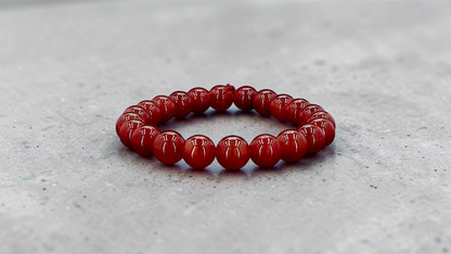 Imperial Japanese Red Burmese A-Jade Beaded Bracelet (MADE IN JAPAN) (10 mm Each x 22 beads) - Certified 05048