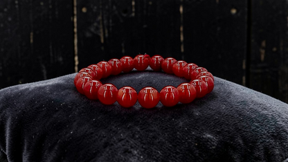 Imperial Japanese Red Burmese A-Jade Beaded Bracelet (MADE IN JAPAN) (10 mm Each x 22 beads) - Certified 05048