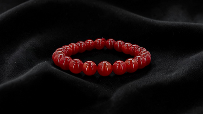 Imperial Japanese Red Burmese A-Jade Beaded Bracelet (MADE IN JAPAN) (10 mm Each x 22 beads) - Certified 05048