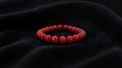 Imperial Japanese Red Burmese A-Jade Beaded Bracelet (MADE IN JAPAN) (10 mm Each x 22 beads) - Certified 05048