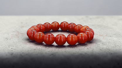 Imperial Japanese Red Burmese A-Jade Beaded Bracelet (MADE IN JAPAN) (12.50 mm Each x 17 beads) - Certified 05049