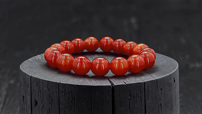 Imperial Japanese Red Burmese A-Jade Beaded Bracelet (MADE IN JAPAN) (12.50 mm Each x 17 beads) - Certified 05049