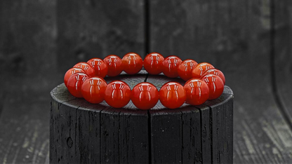 Imperial Japanese Red Burmese A-Jade Beaded Bracelet (MADE IN JAPAN) (12.50 mm Each x 17 beads) - Certified 05049