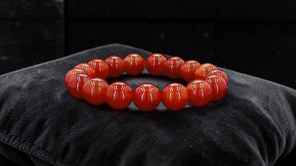 Imperial Japanese Red Burmese A-Jade Beaded Bracelet (MADE IN JAPAN) (12.50 mm Each x 17 beads) - Certified 05049