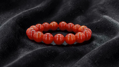 Imperial Japanese Red Burmese A-Jade Beaded Bracelet (MADE IN JAPAN) (12.50 mm Each x 17 beads) - Certified 05049