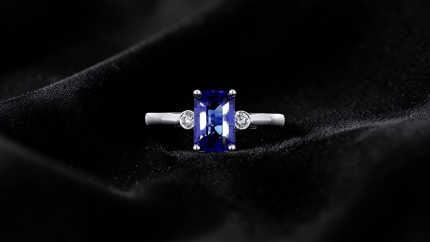 Tsushima Certified 2.02 cts. Natural Cornflower Blue Sapphire Ring with 18K White Gold and White Diamonds Size US 7.5  - R18