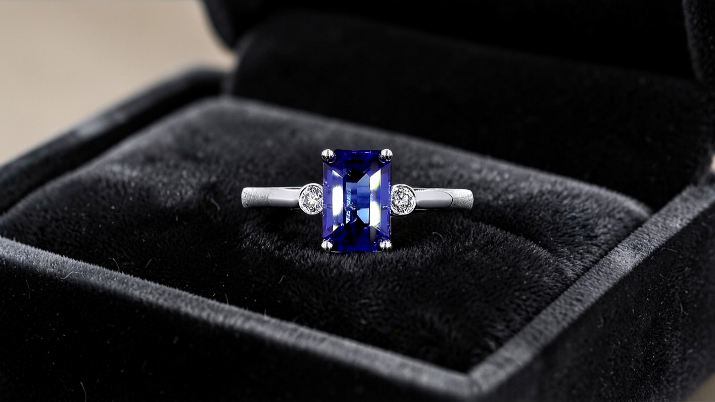Tsushima Certified 2.02 cts. Natural Cornflower Blue Sapphire Ring with 18K White Gold and White Diamonds Size US 7.5  - R18