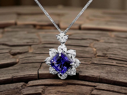 Ardea (6.55 cts.) Tanzanite and Natural Diamonds Pendant (with 18K White Gold) - P3051