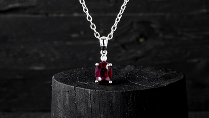 Semboku 1.00 cts. Natural Pigeons Blood Vivid Red Ruby Drop Pendant (with 18K White Gold and Natural White Diamonds)