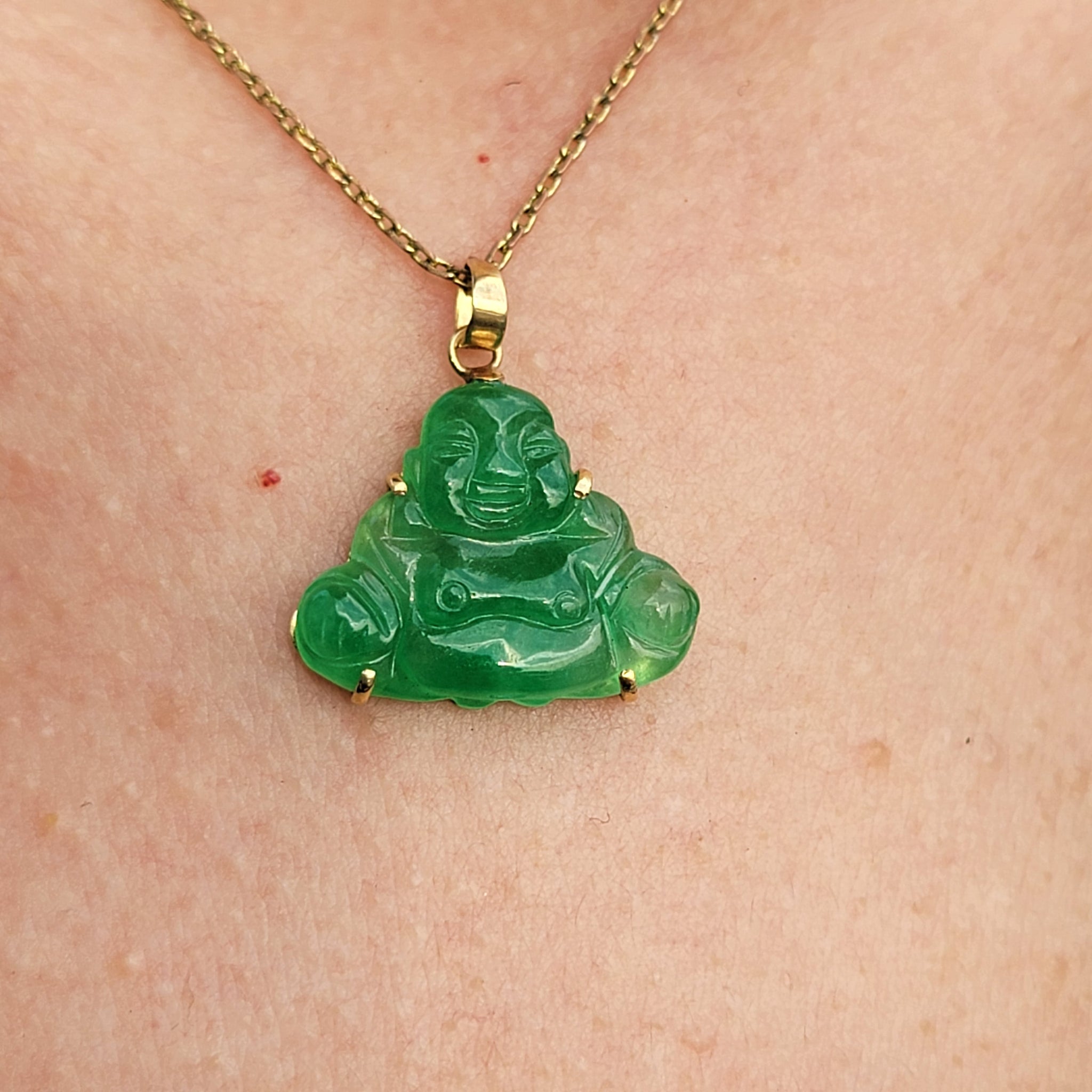 Green Jade Buddha Necklace Gold – Tranquil