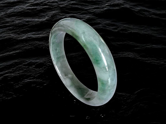Earth's 58.49 mm (MADE IN JAPAN) Burmese Green A-Jade Round Bangle Bracelet - Certified 08824