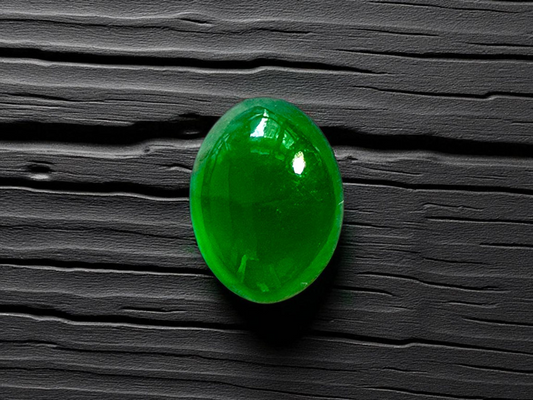 Certified MADE IN JAPAN 1.69 cts. Intense Bright Green Burmese A-Jadeite Oval Cabochon Loose Stone LS12