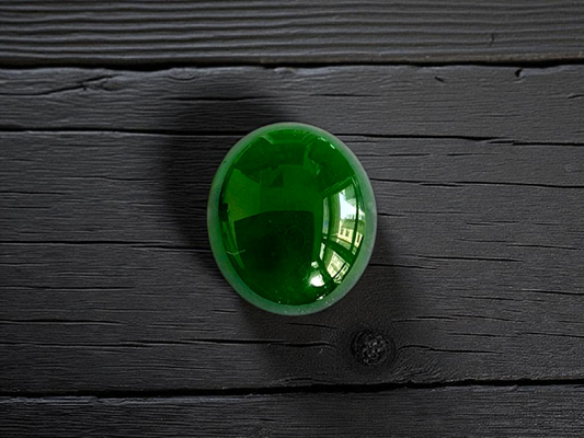 Certified MADE IN JAPAN 1.65 cts. Intense Vivid-Imperial Green Burmese A-Jadeite Oval Cabochon Loose Stone LS13