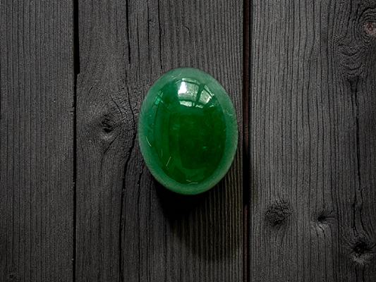 Certified MADE IN JAPAN 3.508 cts. Bright Green Burmese A-Jadeite Oval Cabochon Loose Stone LS14
