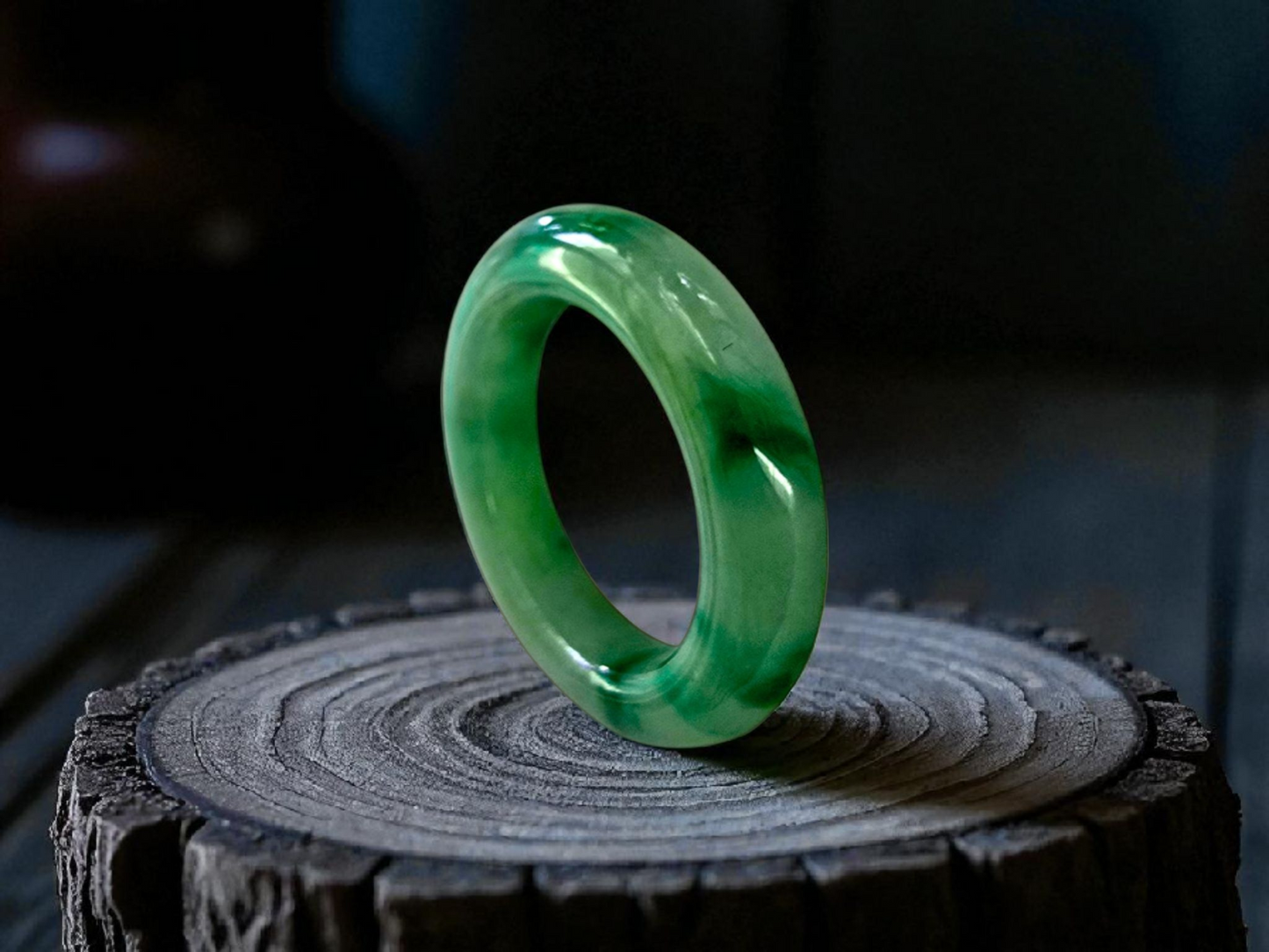 Masters Burmese A-Jadeite Infinity Band Ring Size US 5 09020 - Certified