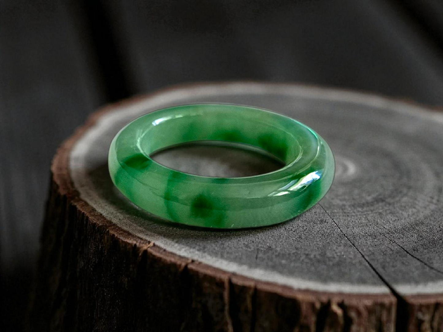 Masters Burmese A-Jadeite Infinity Band Ring Size US 5 09020 - Certified