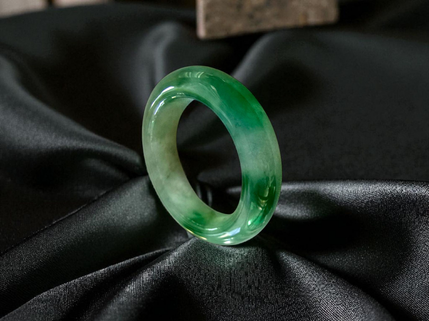 Masters Burmese A-Jadeite Infinity Band Ring Size US 9.5 09021 - Certified