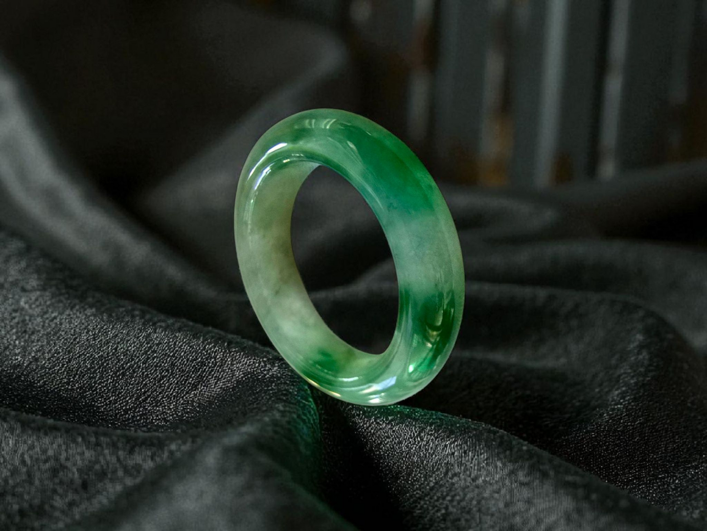 Masters Burmese A-Jadeite Infinity Band Ring Size US 9.5 09021 - Certified