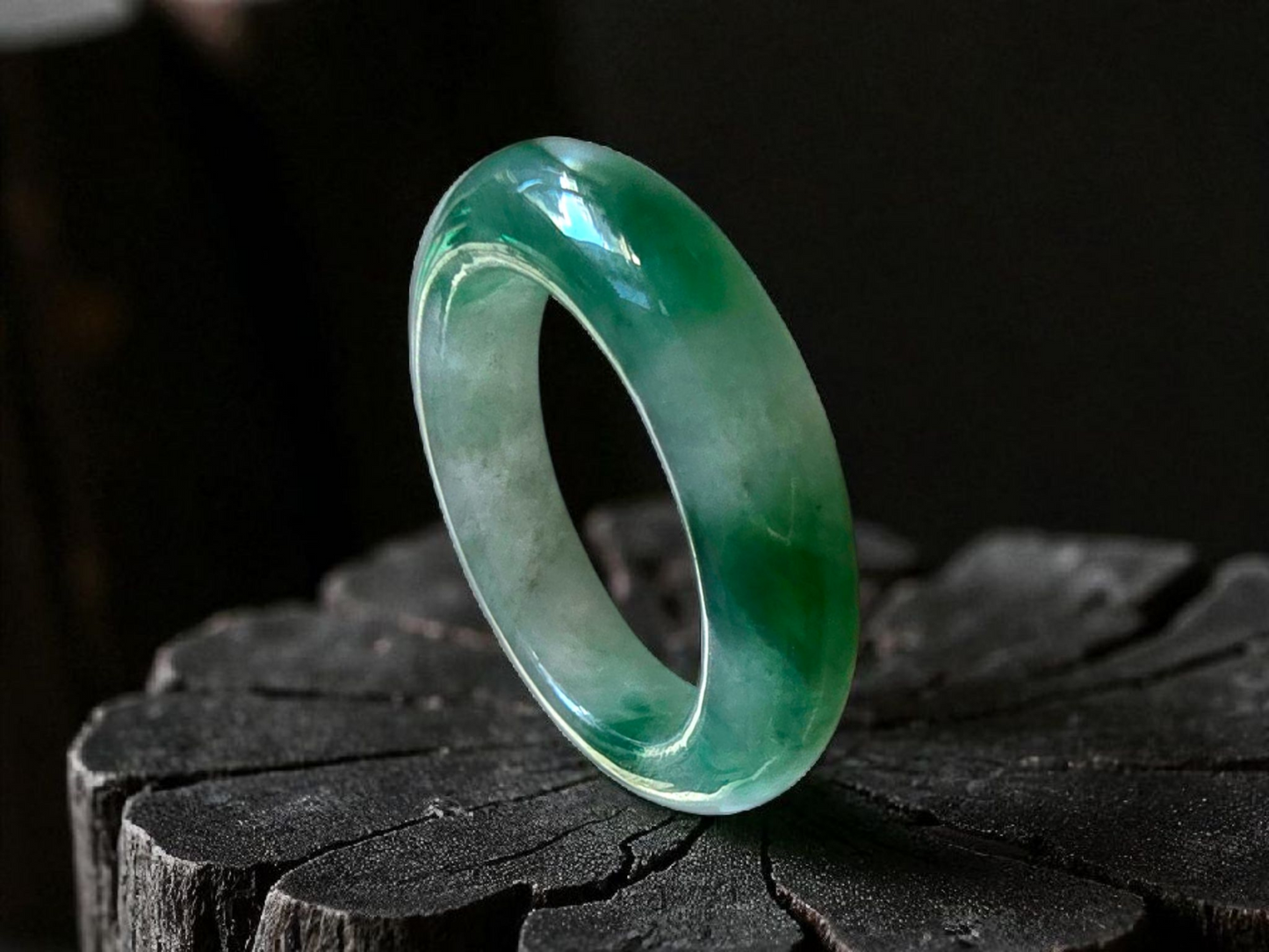 Masters Burmese A-Jadeite Infinity Band Ring Size US 9.5 09021 - Certified