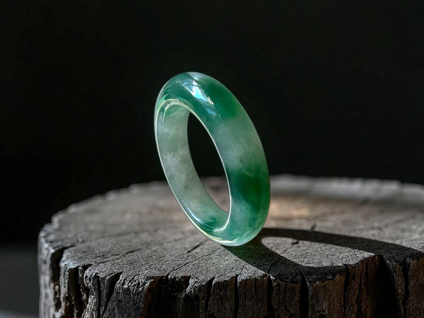 Masters Burmese A-Jadeite Infinity Band Ring Size US 9.5 09021 - Certified
