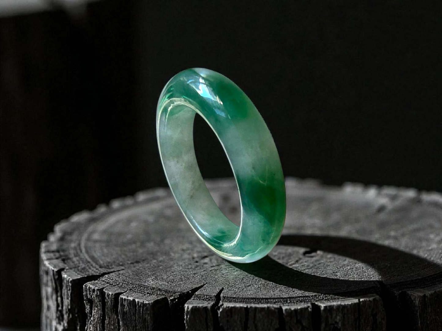Masters Burmese A-Jadeite Infinity Band Ring Size US 9.5 09021 - Certified