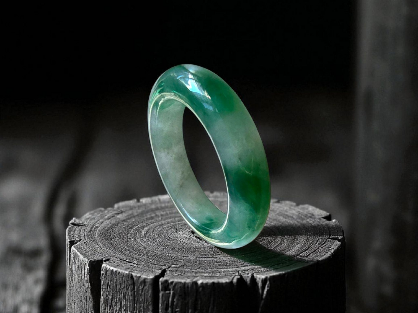 Masters Burmese A-Jadeite Infinity Band Ring Size US 9.5 09021 - Certified
