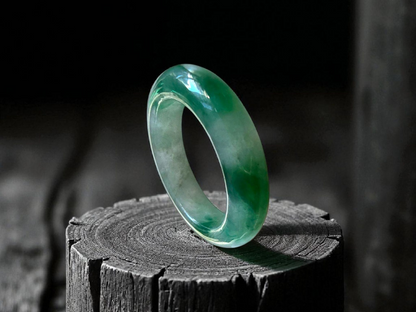 Masters Burmese A-Jadeite Infinity Band Ring Size US 9.5 09021 - Certified
