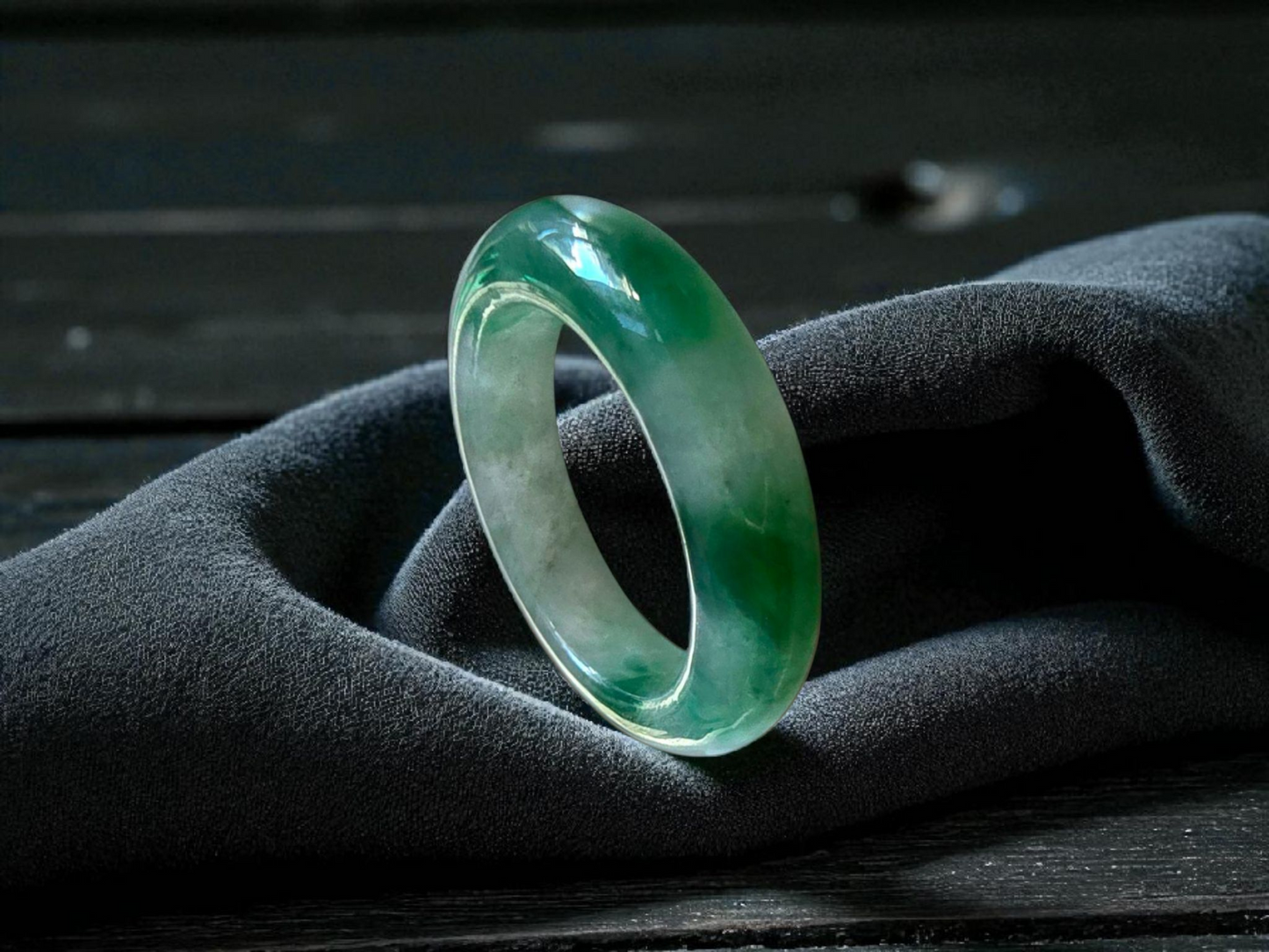 Masters Burmese A-Jadeite Infinity Band Ring Size US 9.5 09021 - Certified