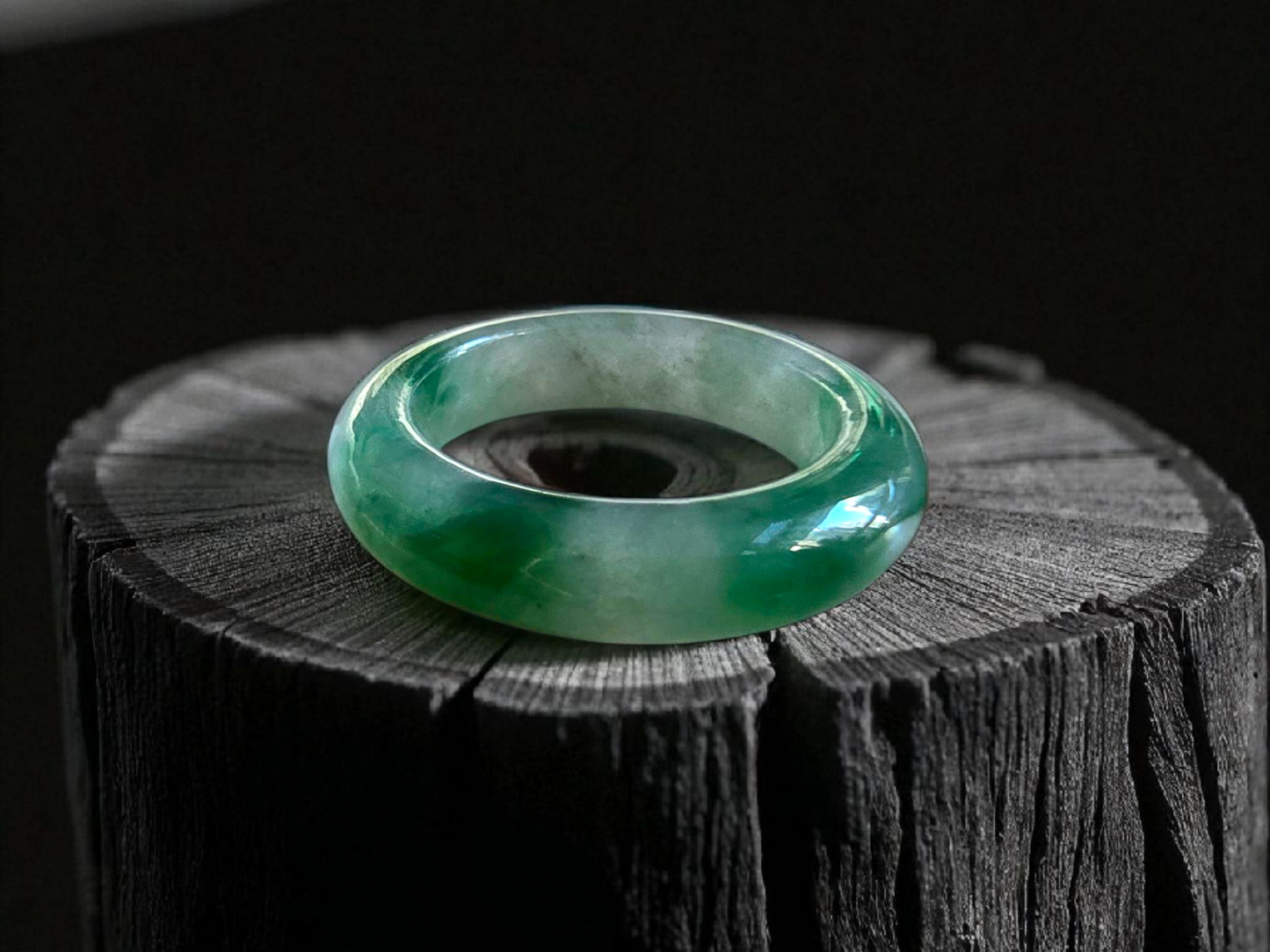 Masters Burmese A-Jadeite Infinity Band Ring Size US 9.5 09021 - Certified