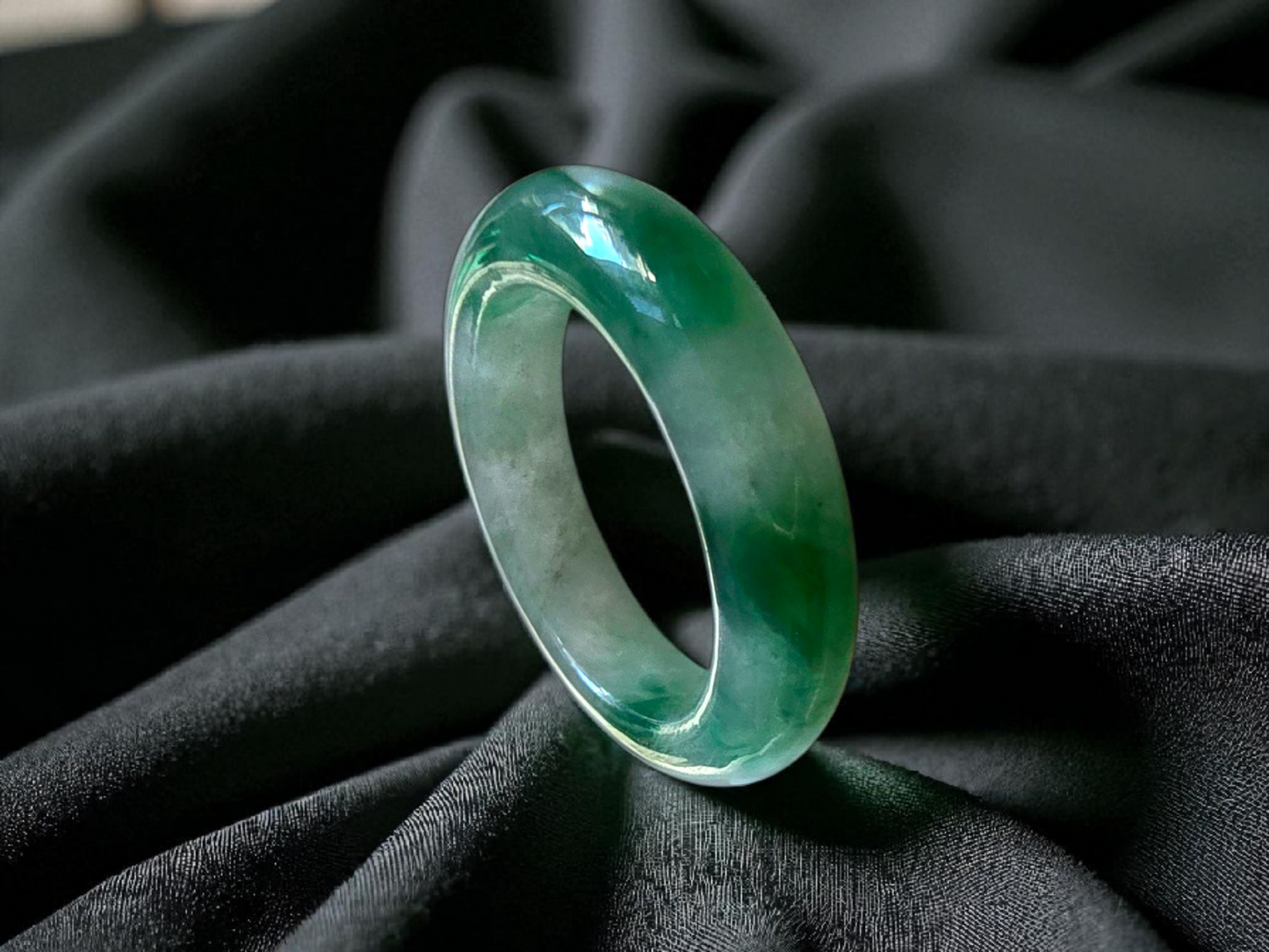 Masters Burmese A-Jadeite Infinity Band Ring Size US 9.5 09021 - Certified