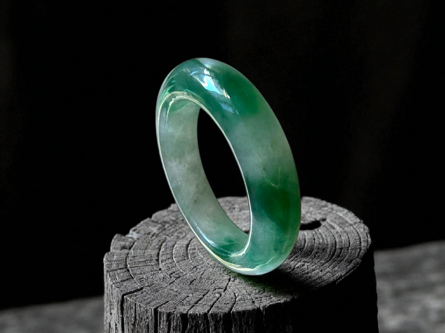 Masters Burmese A-Jadeite Infinity Band Ring Size US 9.5 09021 - Certified