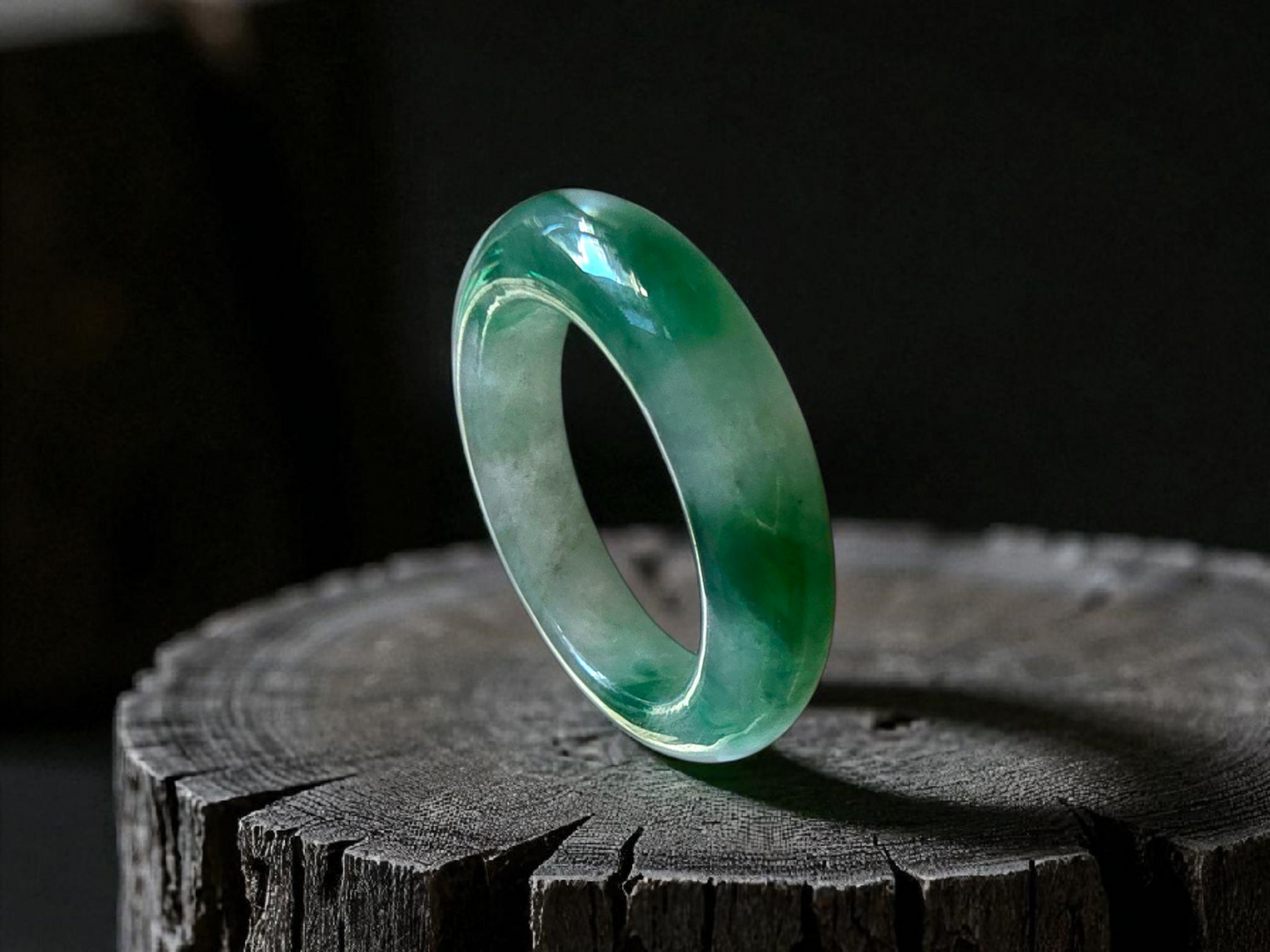 Masters Burmese A-Jadeite Infinity Band Ring Size US 9.5 09021 - Certified